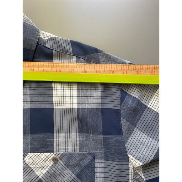 Orvis Trout Bum Shirt Short Sleeve Button Front Plaid Active Fit Blue Size XL - Picture 11 of 11